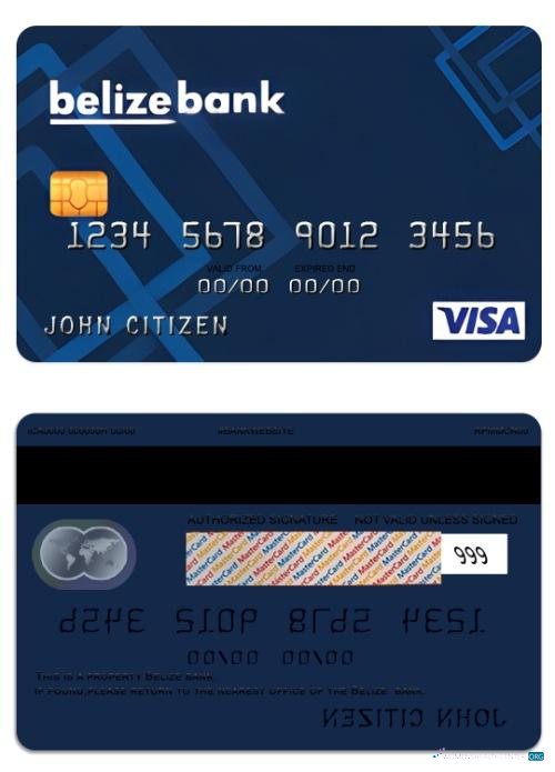 Download Belize Belize bank visa classic card Photoshop template